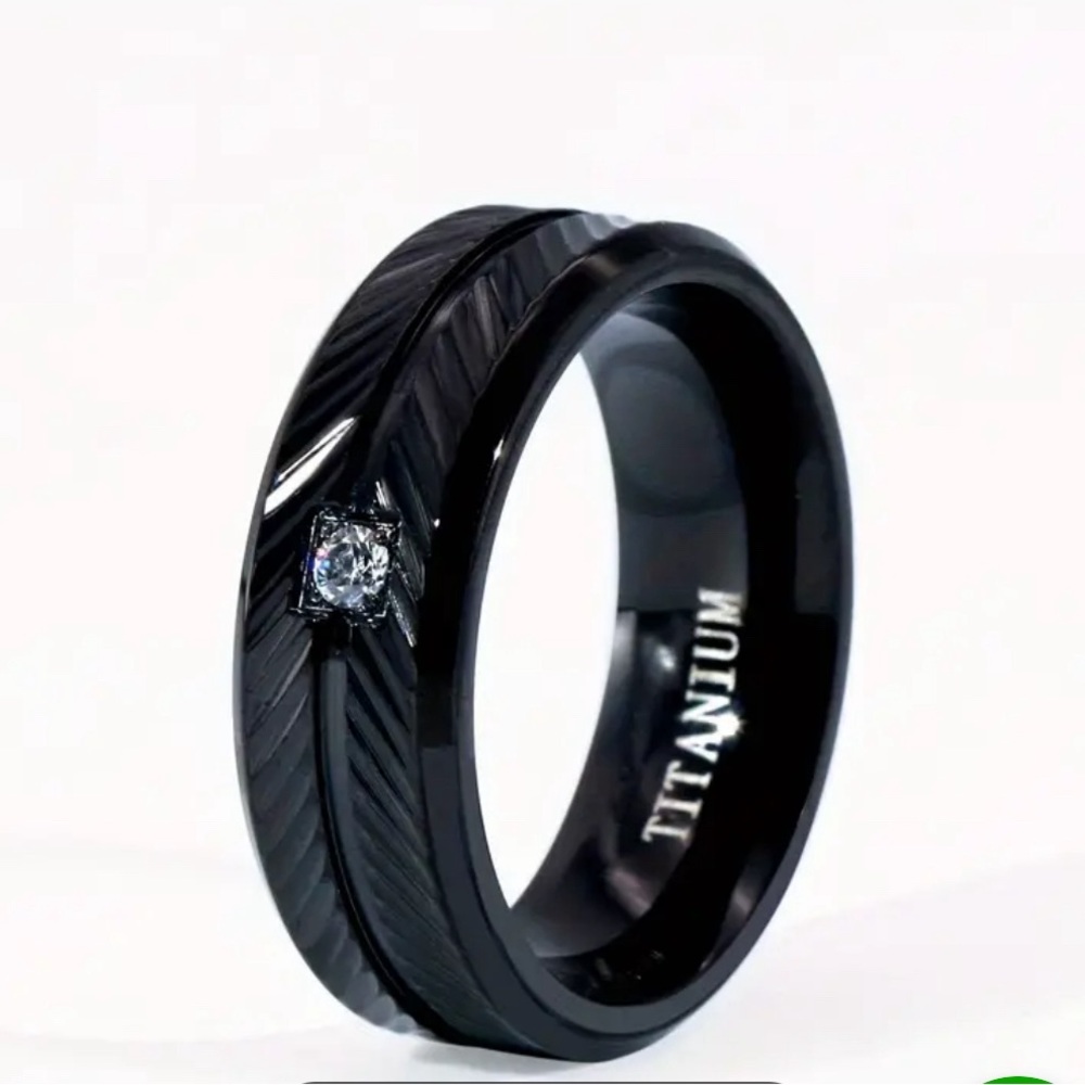 Mens Black Titanium Ring All Occasions Size 9